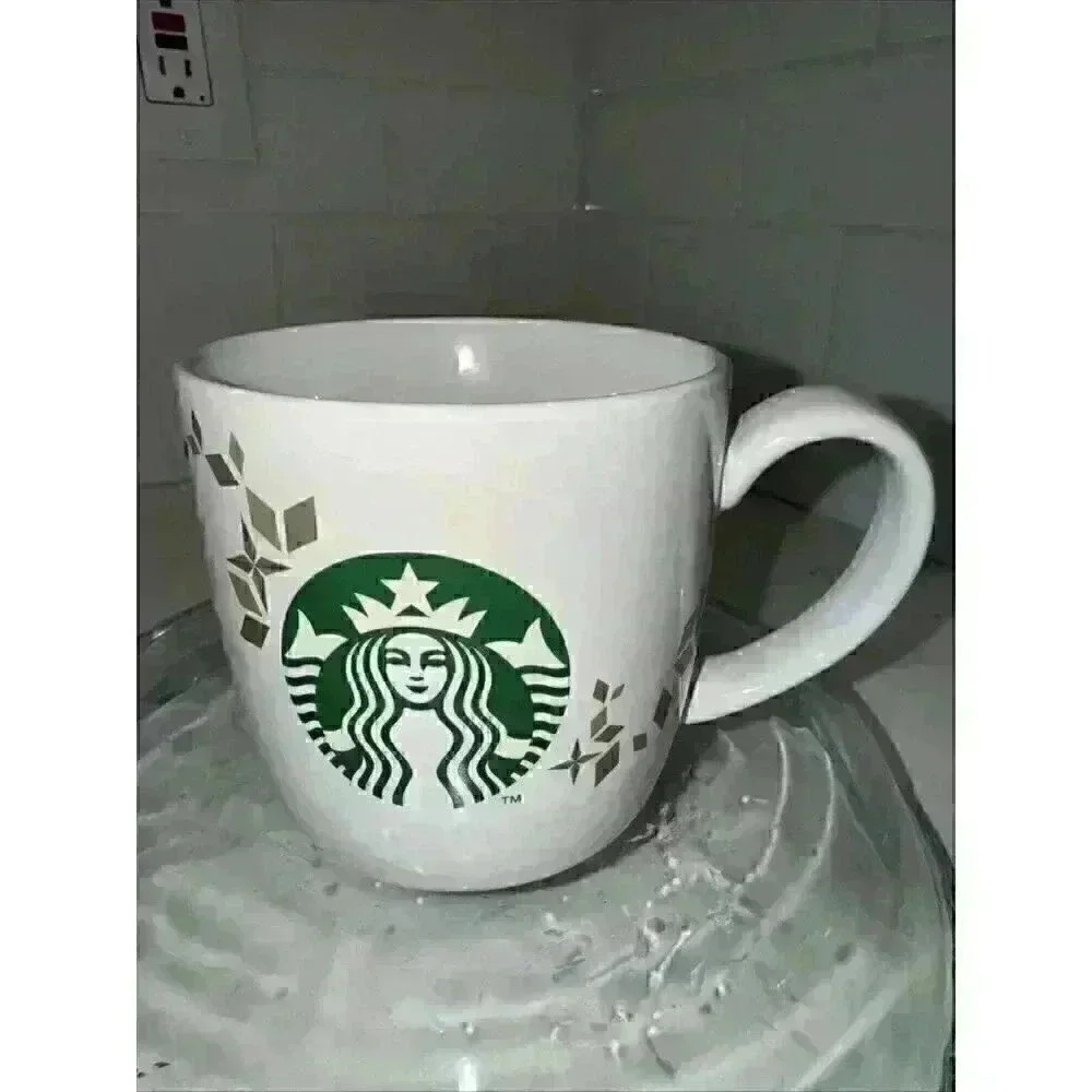 Starbucks Holiday Collection Gold Green Siren White Coffee Mug 2013 Christmas